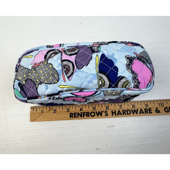 Vera Bradley Makeup Cases 4 Pc Set Blue Butterflies Brush Roll Zip Pouch Travel - Picture 6 of 9